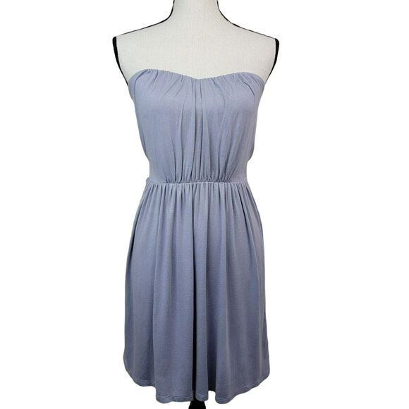 Express Gray Dress Womens Sz S Sparkle Glitter Strapless Mini Short‎ Knit Summer - Picture 1 of 9